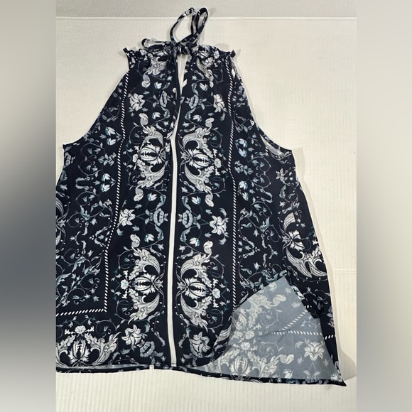 SOHO New York & Co Jeans Halter Top Tied Neck Navy Blue Paisley Print Small - Picture 8 of 8